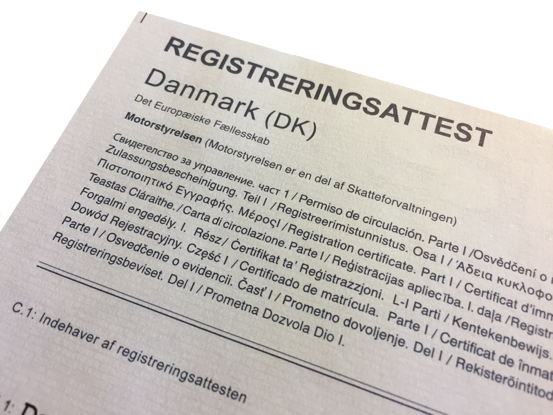 skrot bil uden registreringsattest